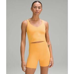 Lululemon Align Cropped Tank Top Built in Bra Mango Dream Orange 10